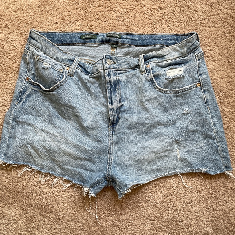 High Rise Light Wash Denim Shorts